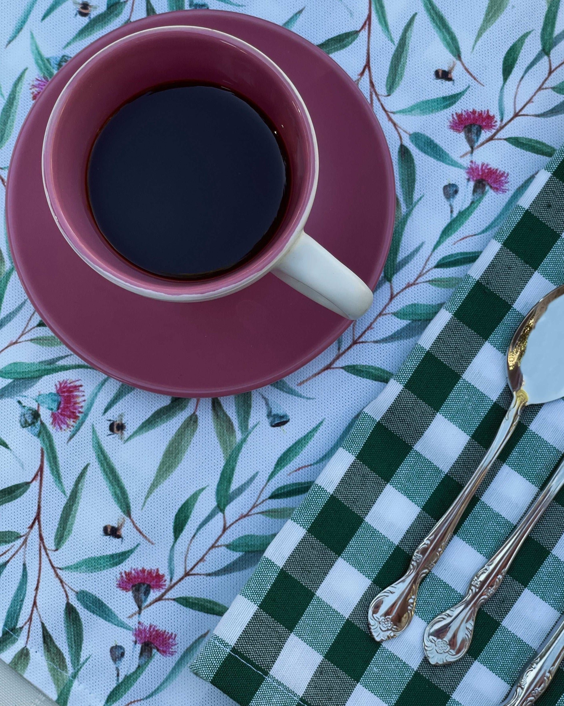 Mantel Individual Vichy Verde & Flores